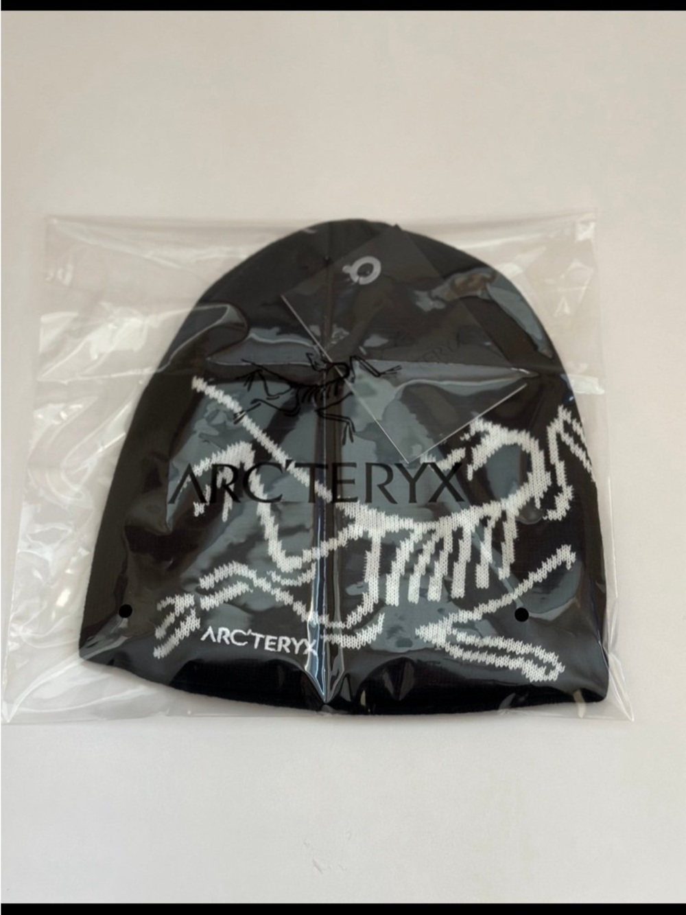 Arc'teryx Black Beanie with White Skeleton Logo - Picture 2 of 2